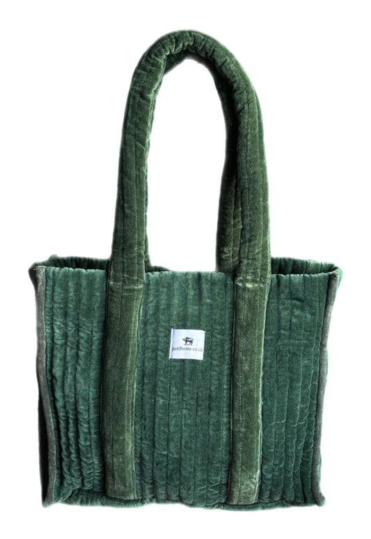 Olive Velvet Tote Bag