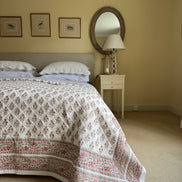 Provençal Blue & Red Shrub Bedspread/Quilt