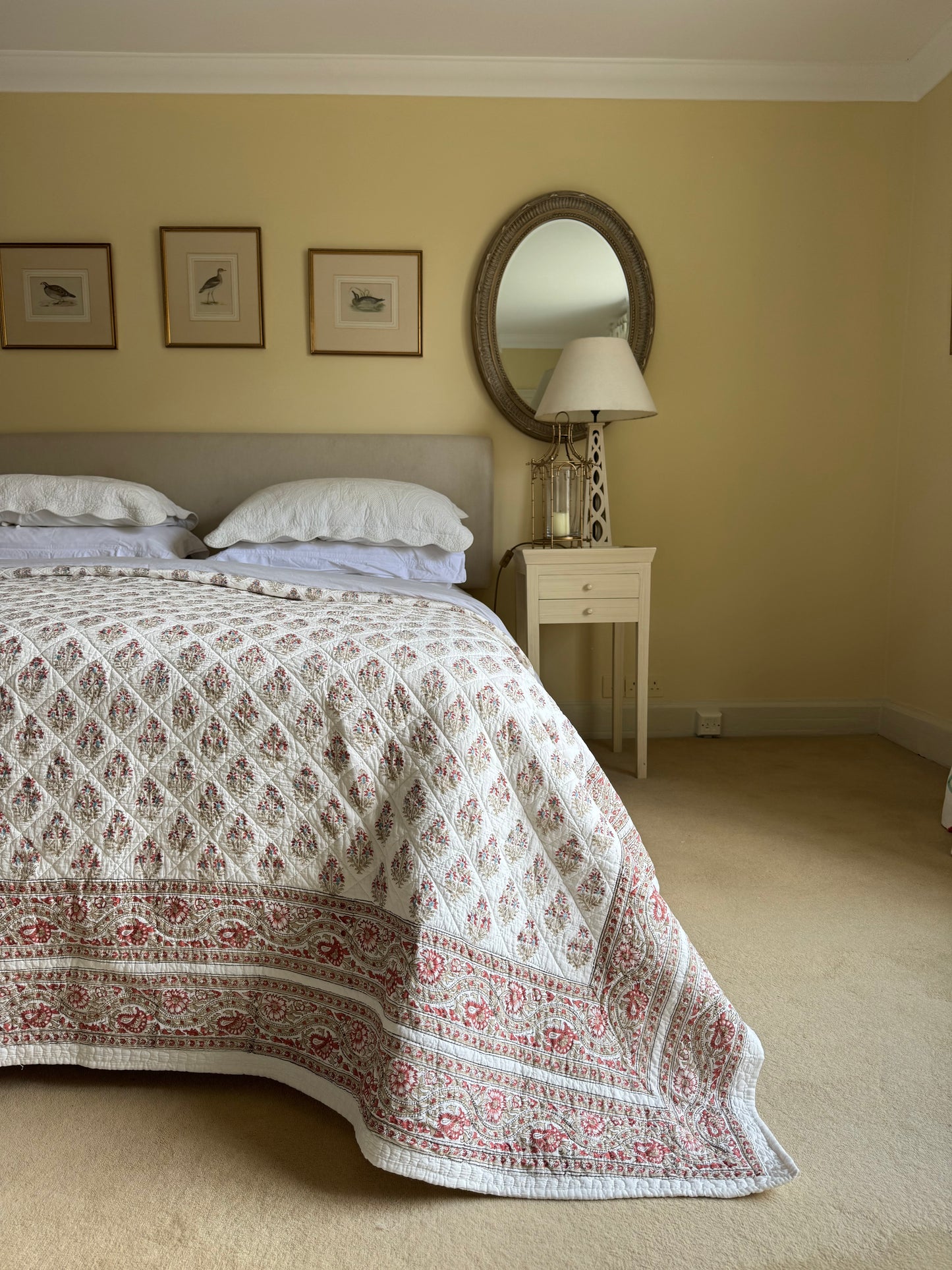 Provençal Blue & Red Shrub Bedspread/Quilt