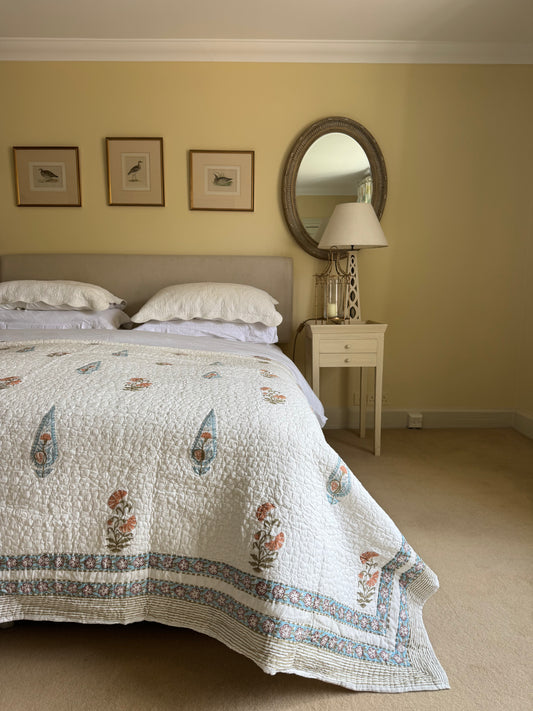 Blue & Orange Cypress Bedspread/Quilt