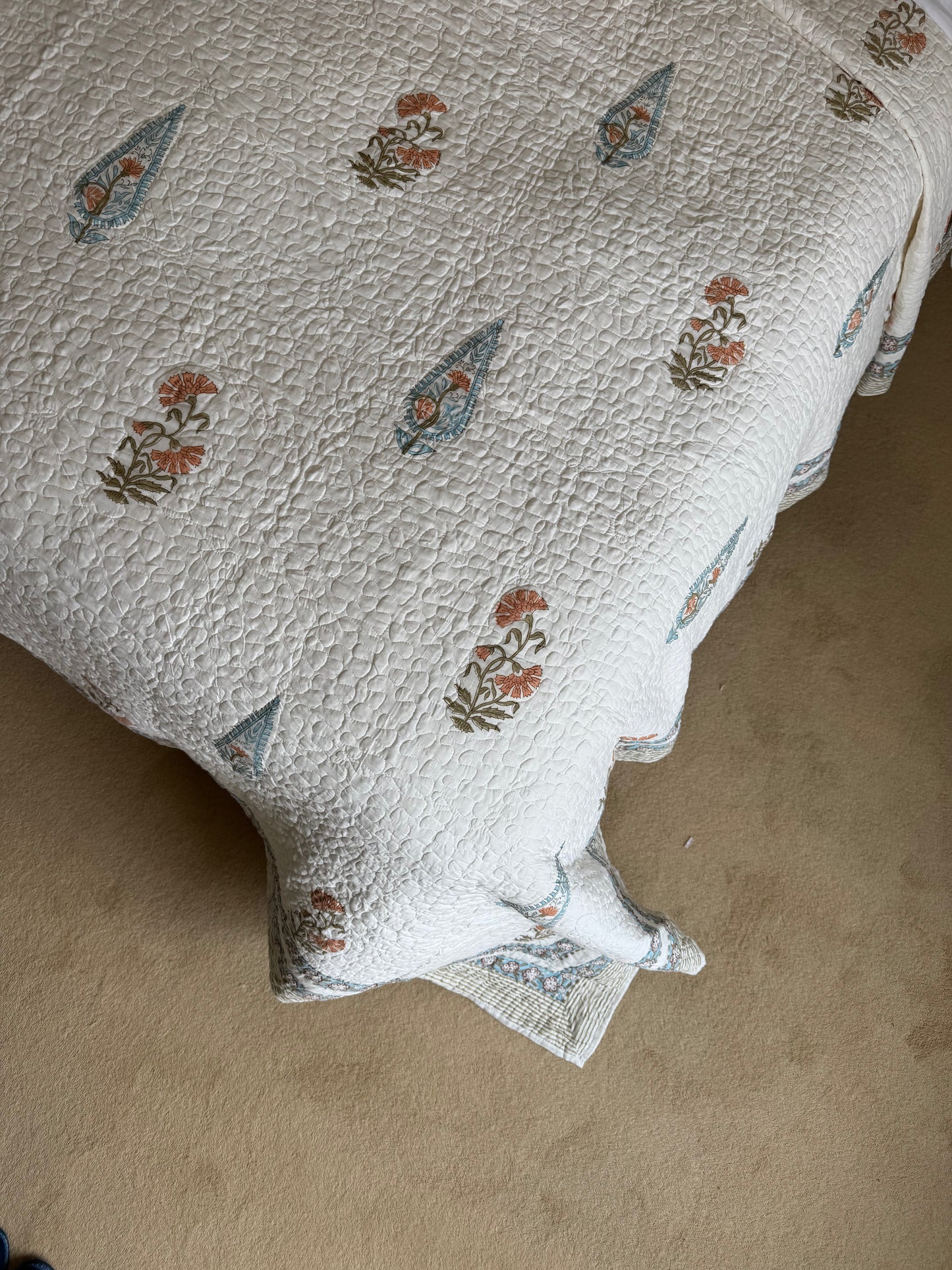 Blue & Orange Cypress Bedspread/Quilt