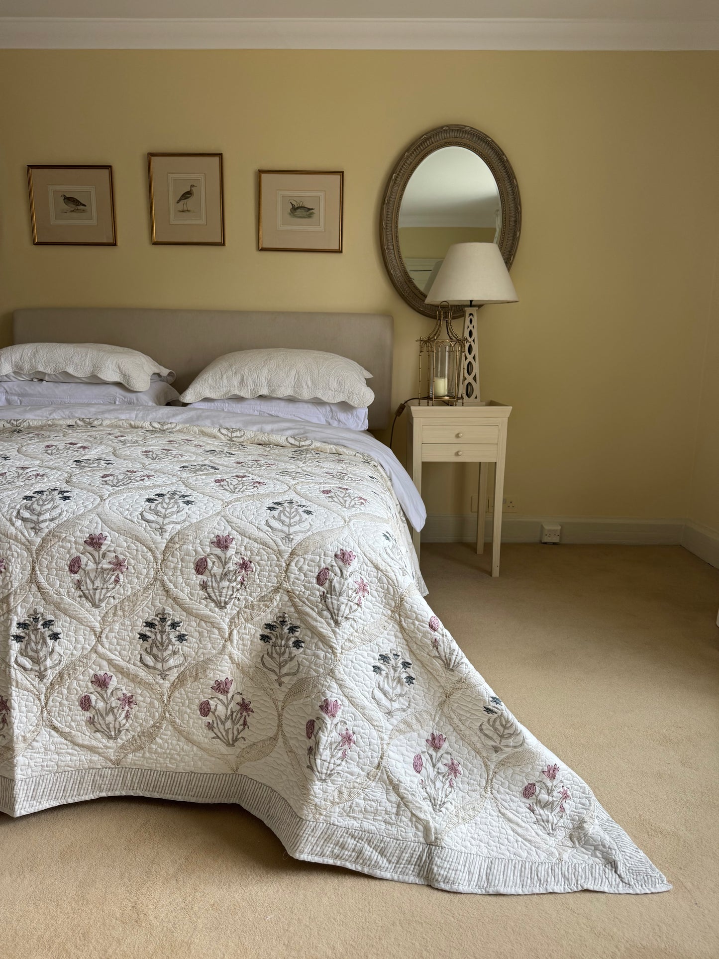 Pink & Blue Shield Bedspread/Quilt