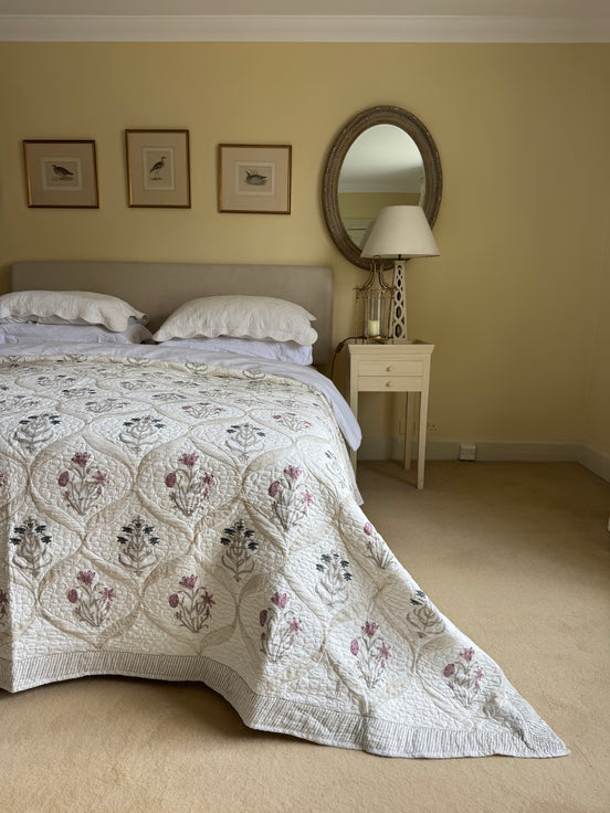 Pink & Blue Shield Bedspread/Quilt