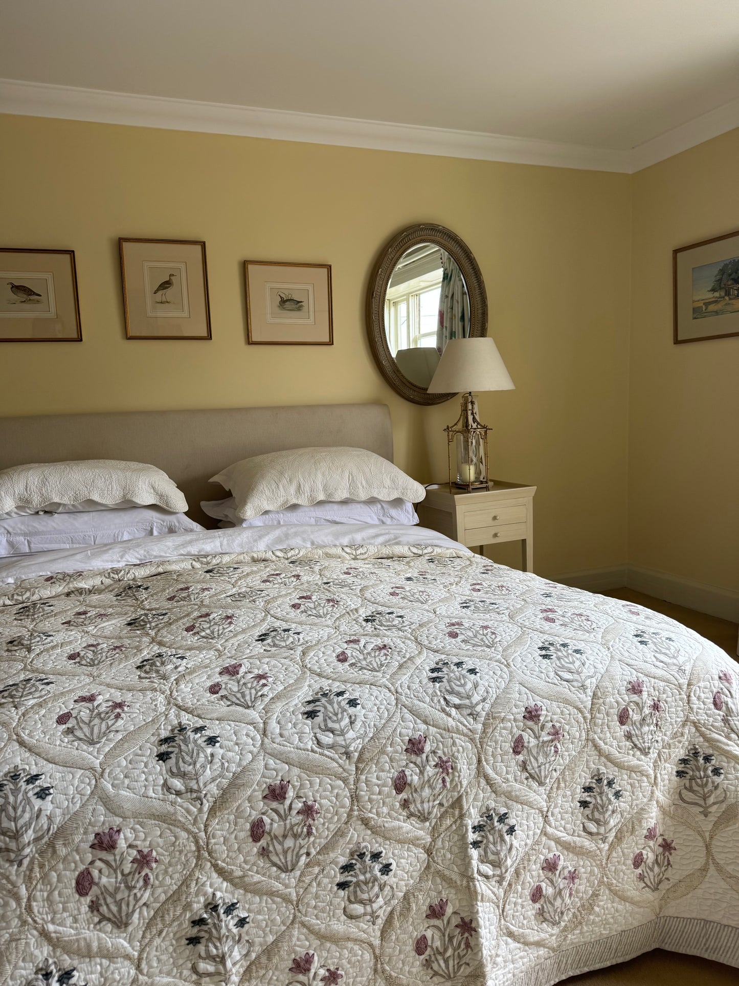Pink & Blue Shield Bedspread/Quilt