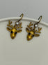 Pearl and Pink Stone Reindeer Earrings