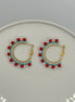 Flower Beaded Hoop Earrings