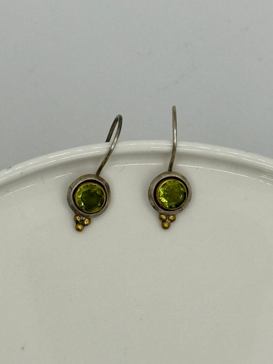 Peridot Target Silver Earrings