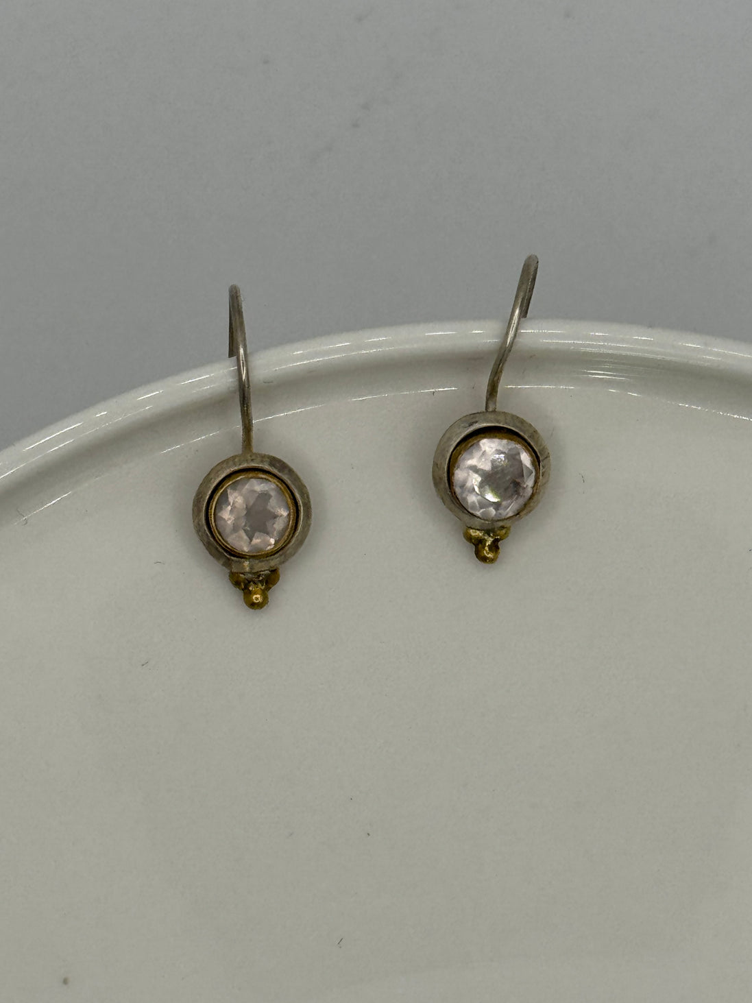 White Topaz Target Silver Earrings