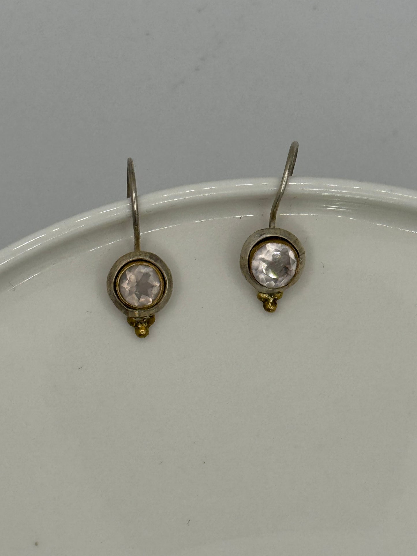 White Topaz Target Silver Earrings