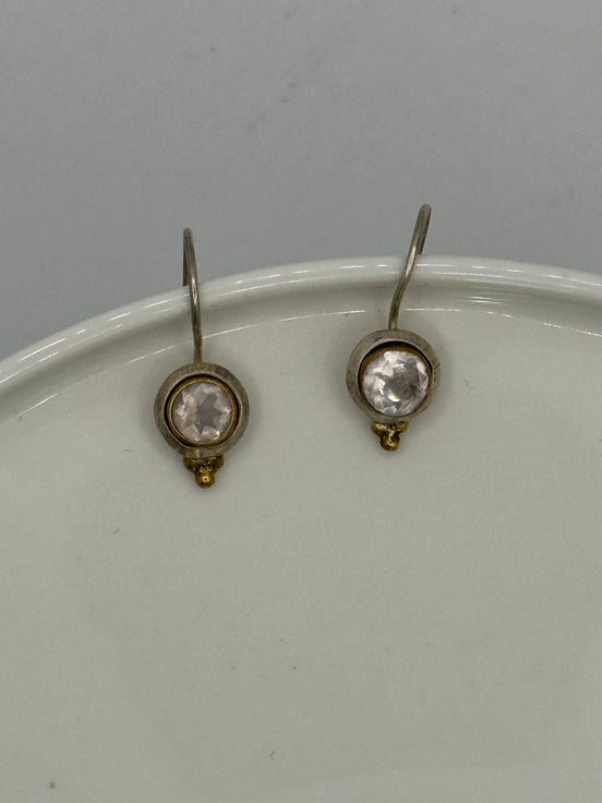 White Topaz Target Silver Earrings
