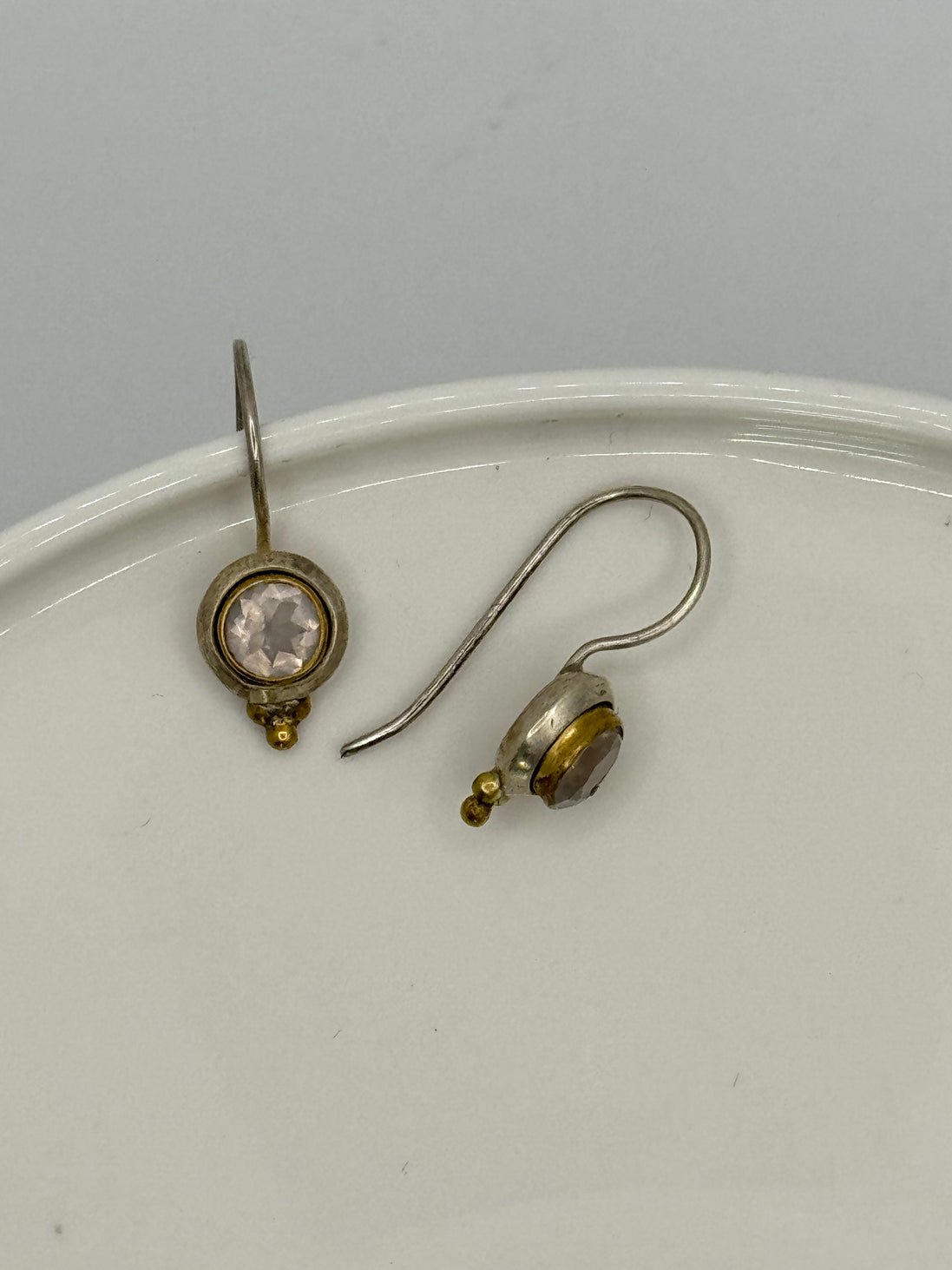 White Topaz Target Silver Earrings