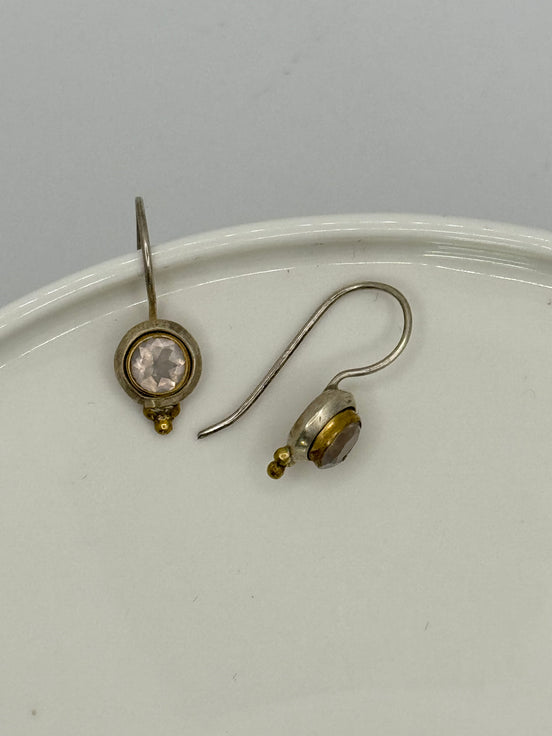 White Topaz Target Silver Earrings