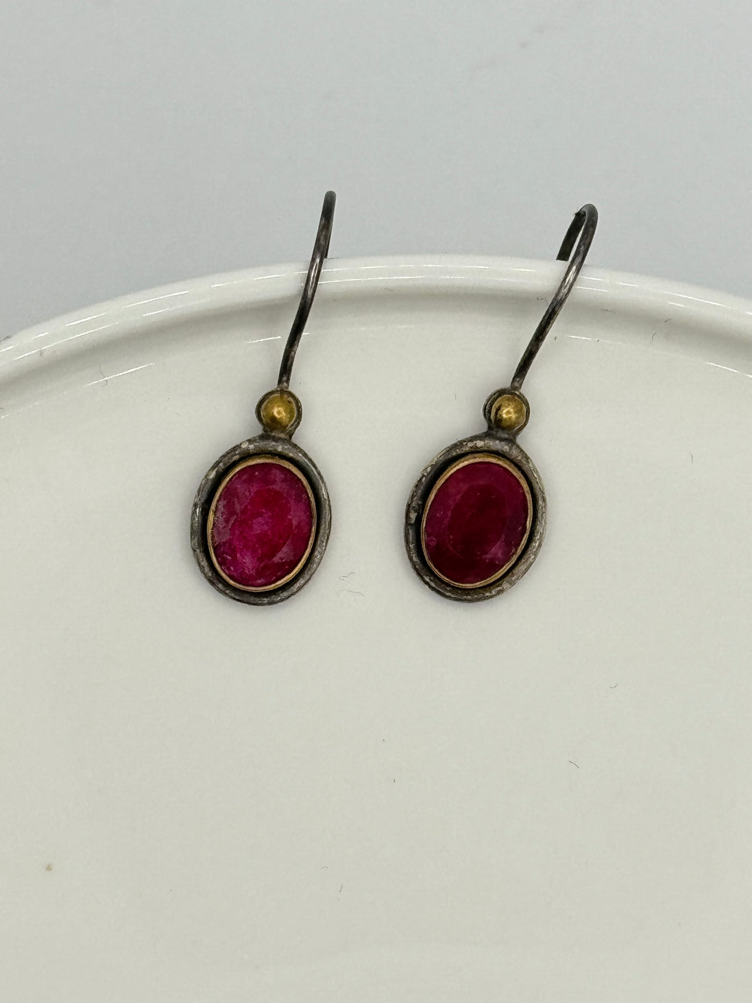 Ruby Target Silver Earrings