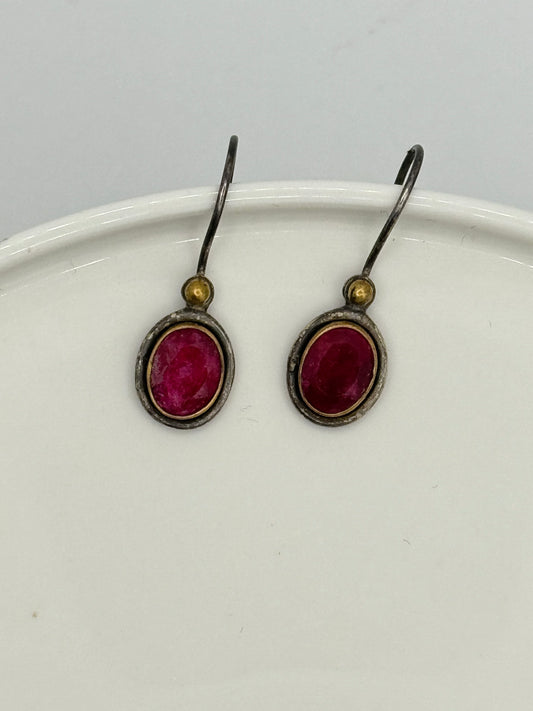 Ruby Target Silver Earrings