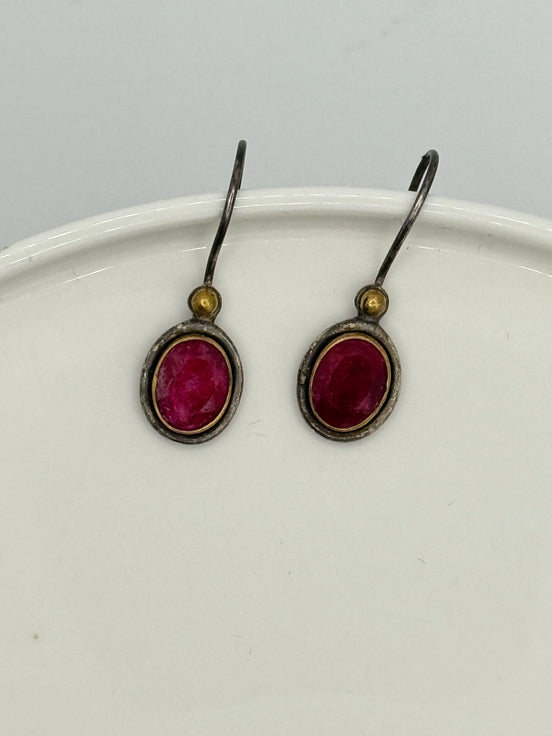 Ruby Target Silver Earrings