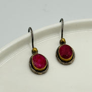 Ruby Target Silver Earrings