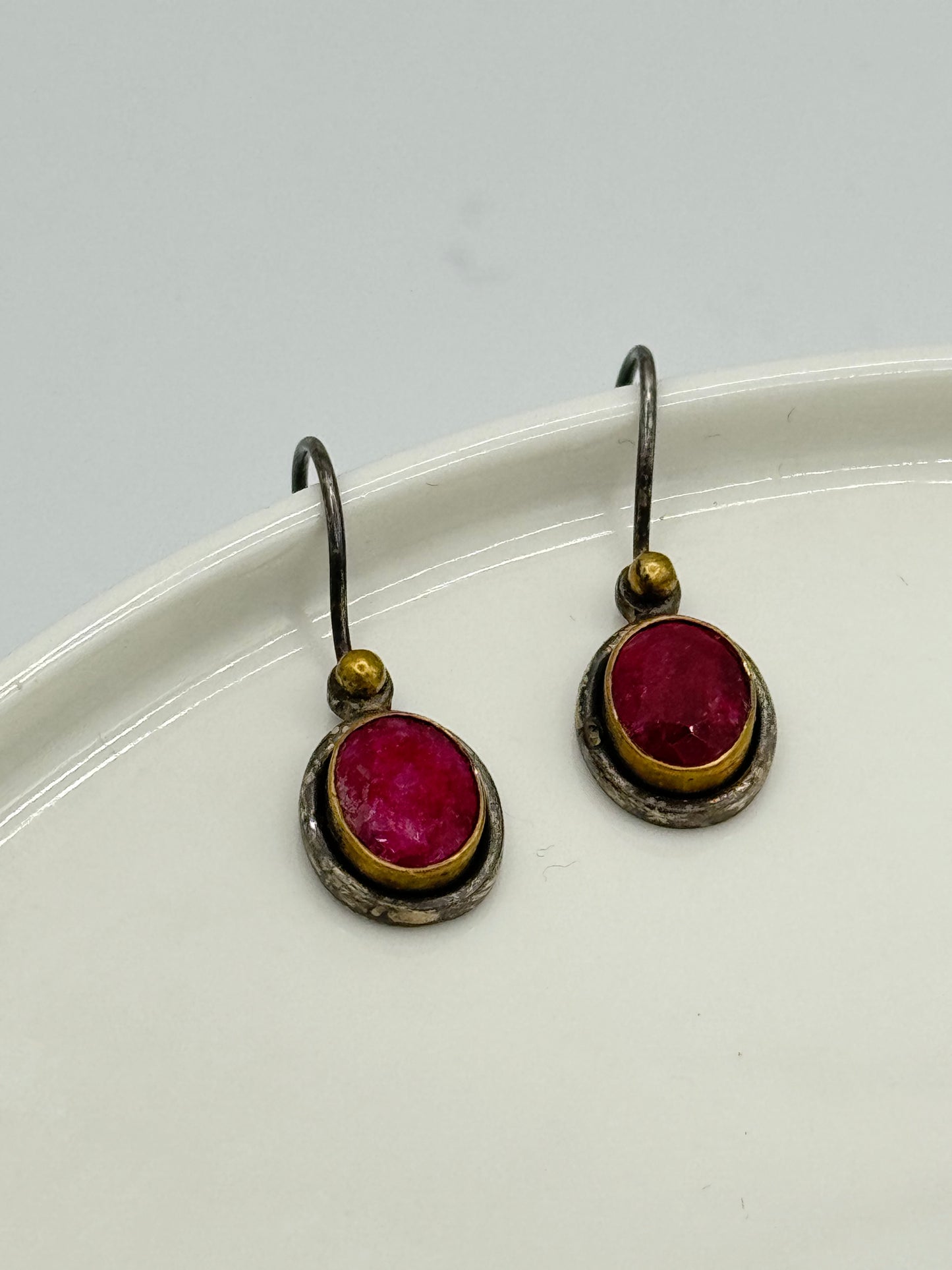 Ruby Target Silver Earrings