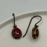Ruby Target Silver Earrings