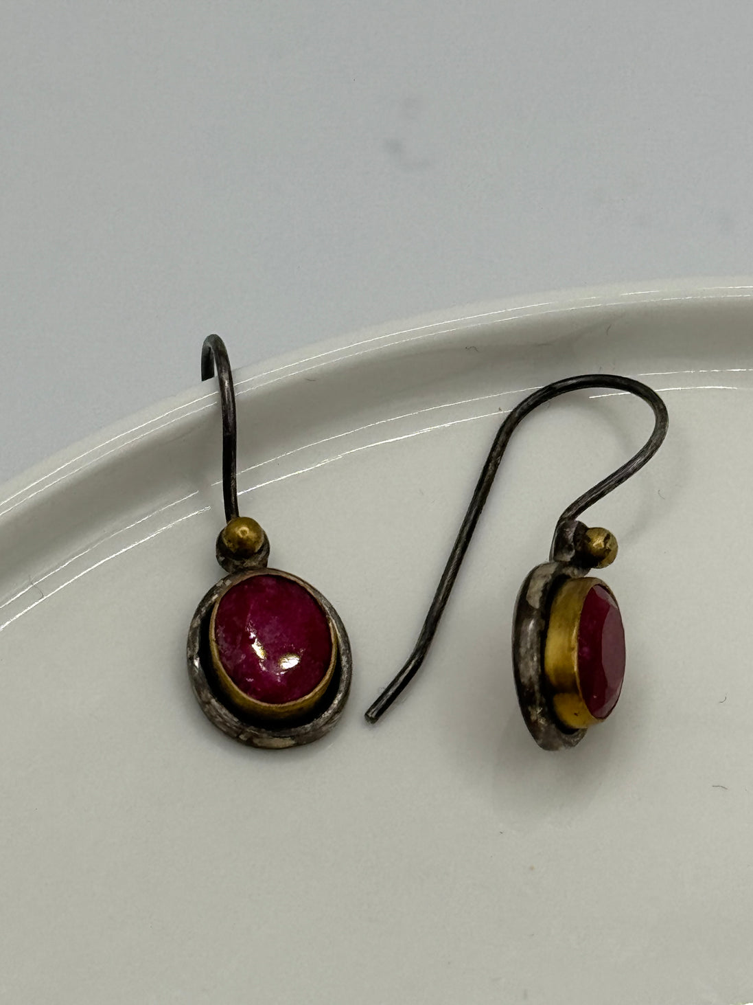 Ruby Target Silver Earrings