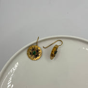 Love Heart Target Gem Earrings - Blue & Green