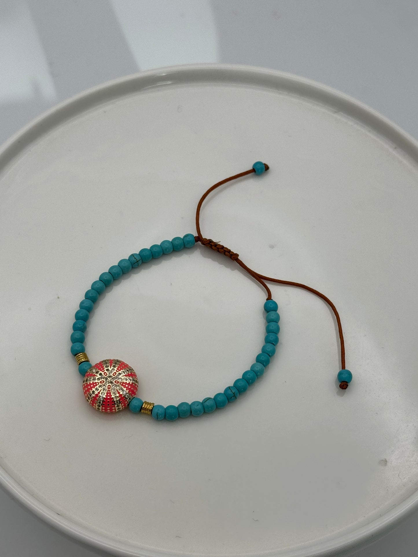 Pink Urchin Beaded Adjustable Bracelet