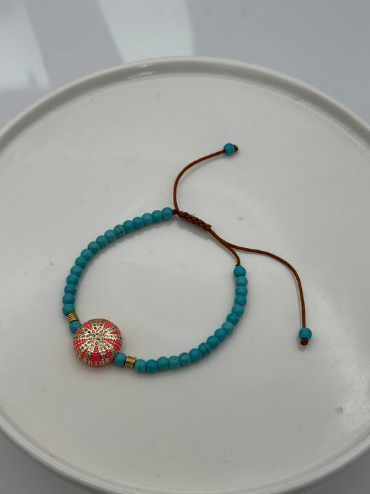 Pink Urchin Beaded Adjustable Bracelet