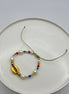 Gold Tone Shell & Pearl Beaded Adjustable Bracelet