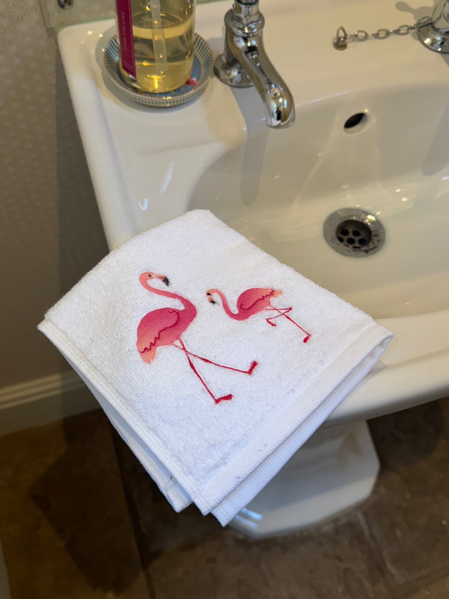 Flamingo Embroidered Face Cloth
