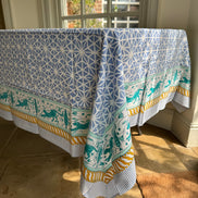Geometric Leopard Hand Block Printed Tablecloth