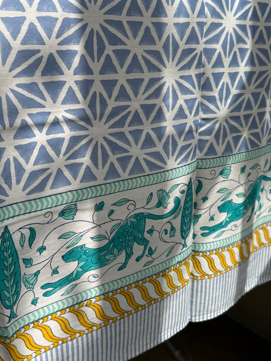 Geometric Leopard Hand Block Printed Tablecloth