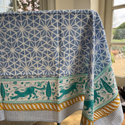 Geometric Leopard Hand Block Printed Tablecloth