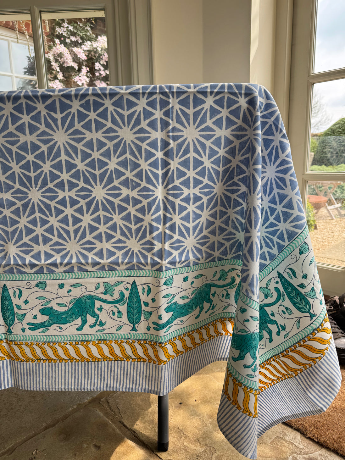 Geometric Leopard Hand Block Printed Tablecloth