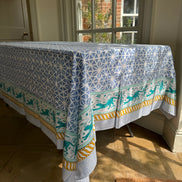Geometric Leopard Hand Block Printed Tablecloth