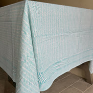 Blue Herringbone Tablecloth