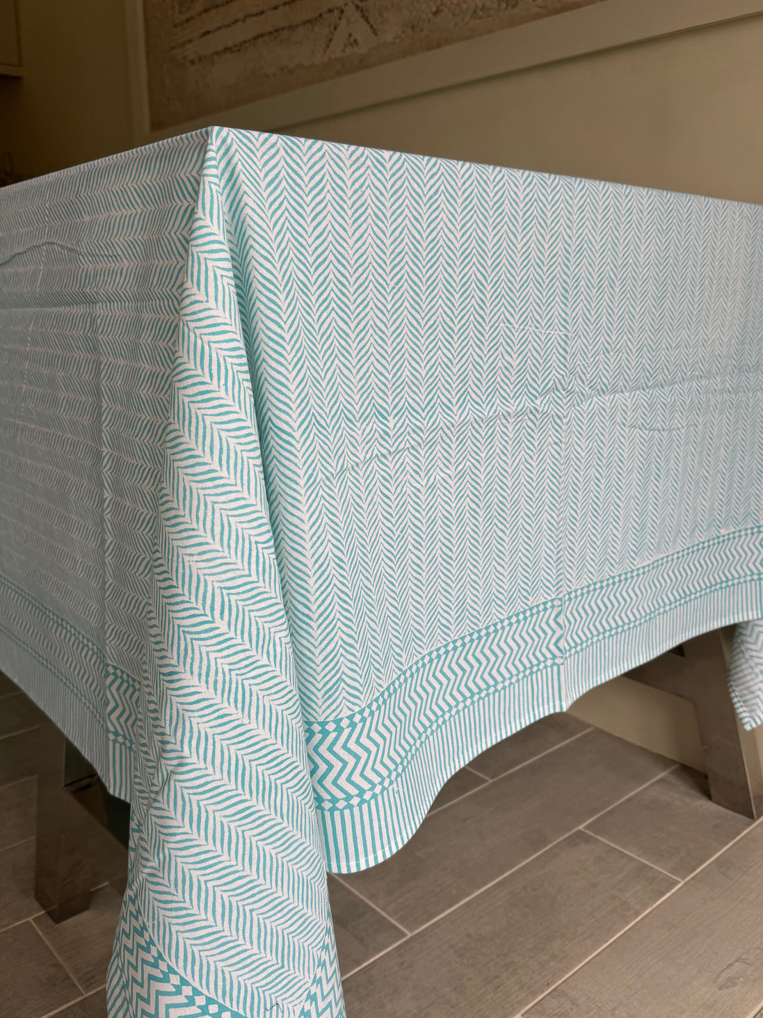 Blue Herringbone Tablecloth