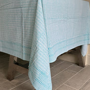 Blue Herringbone Tablecloth