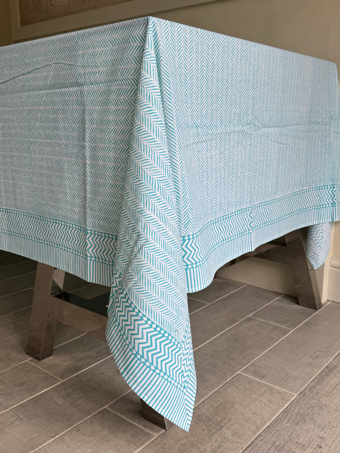 Blue Herringbone Tablecloth