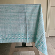 Blue Herringbone Tablecloth