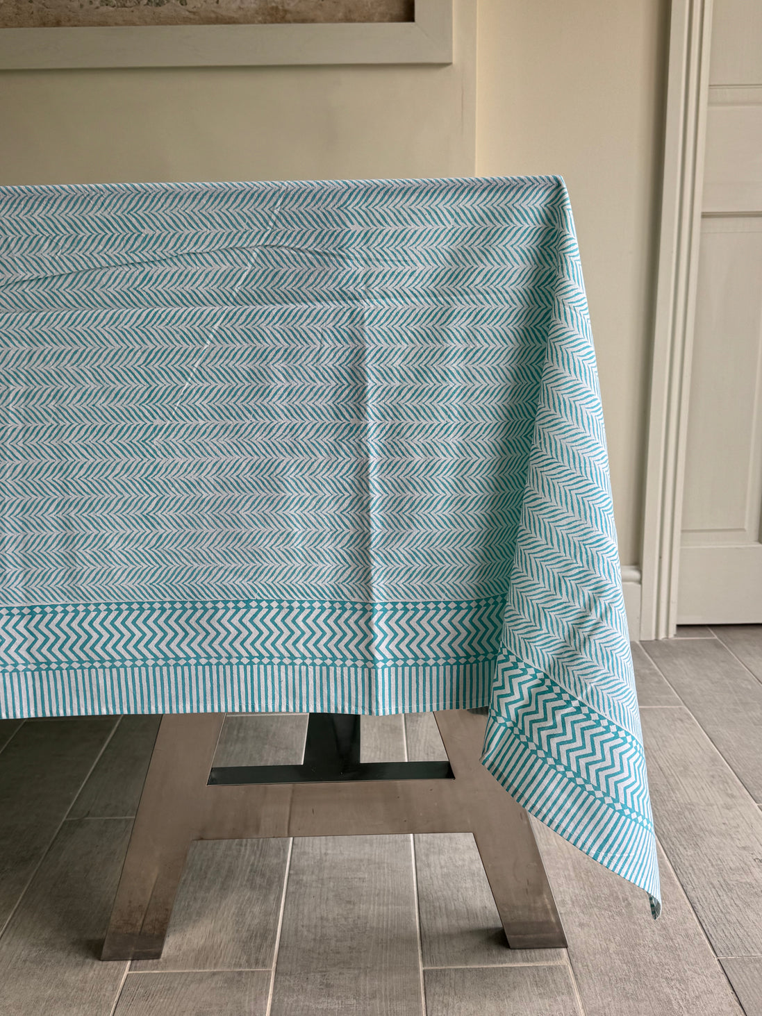 Blue Herringbone Tablecloth