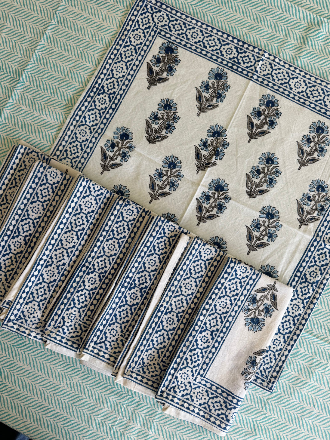 Blue Shrub Tablecloth
