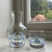 Hand Painted Blue & Pink Roses Carafe