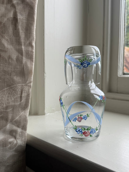Hand Painted Blue & Pink Roses Carafe