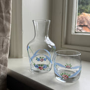 Hand Painted Blue & Pink Roses Carafe