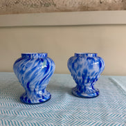 Blue Splatter Pair Vases