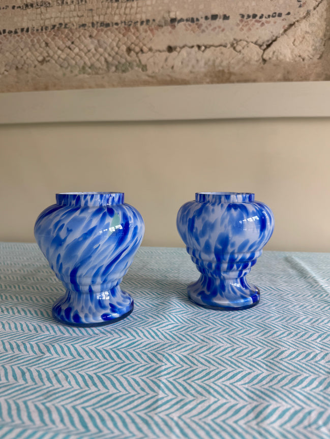 Blue Splatter Pair Vases