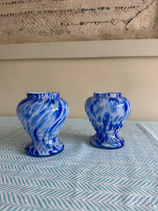 Blue Splatter Pair Vases