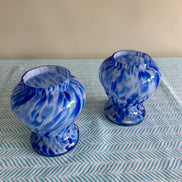 Blue Splatter Pair Vases