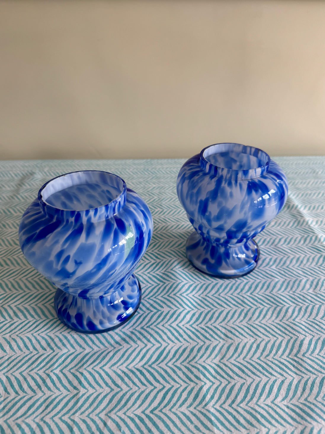 Blue Splatter Pair Vases