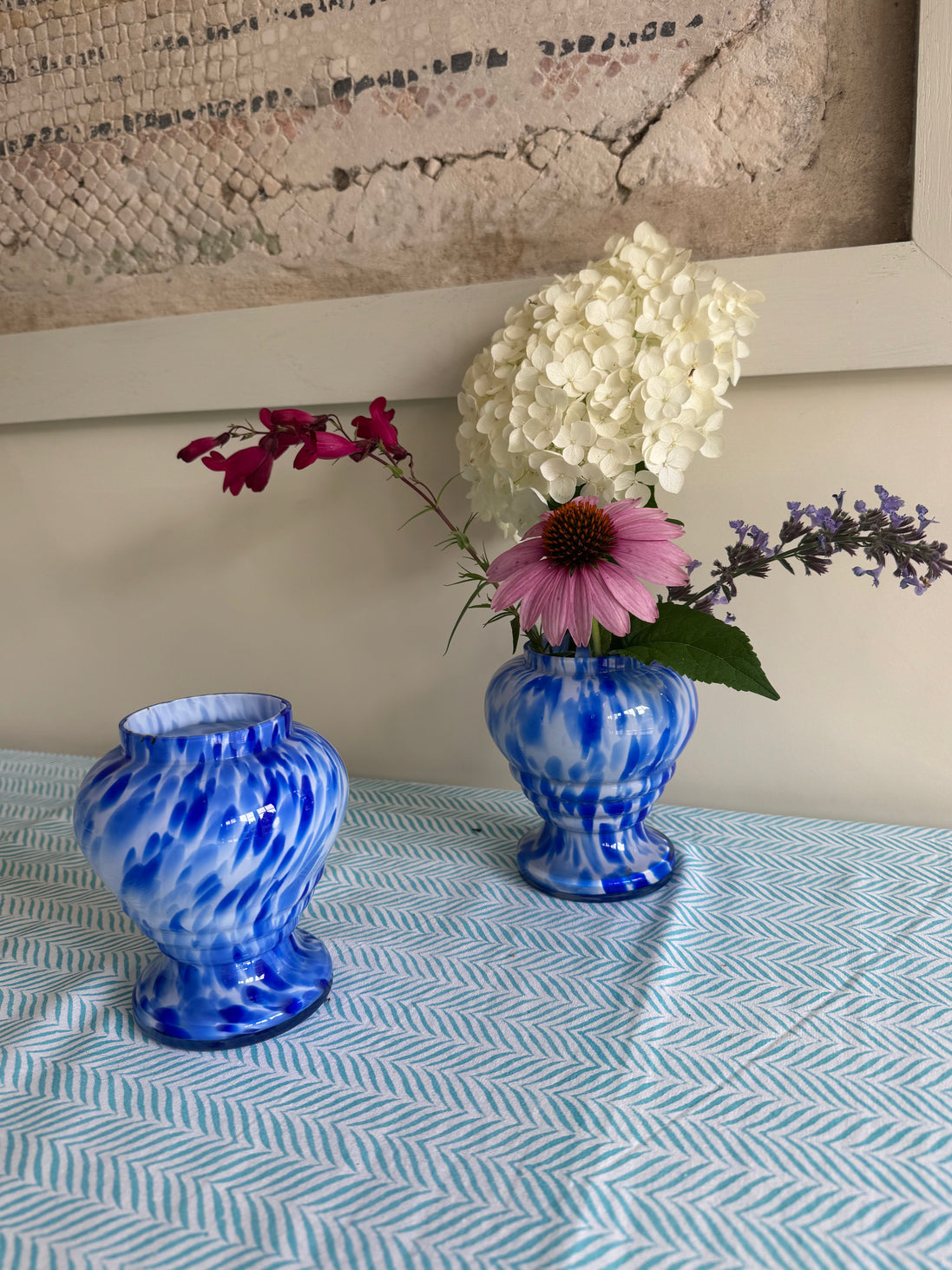 Blue Splatter Pair Vases