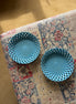 Victorian Blue Milk Glass Basketweave Pair of Bowls